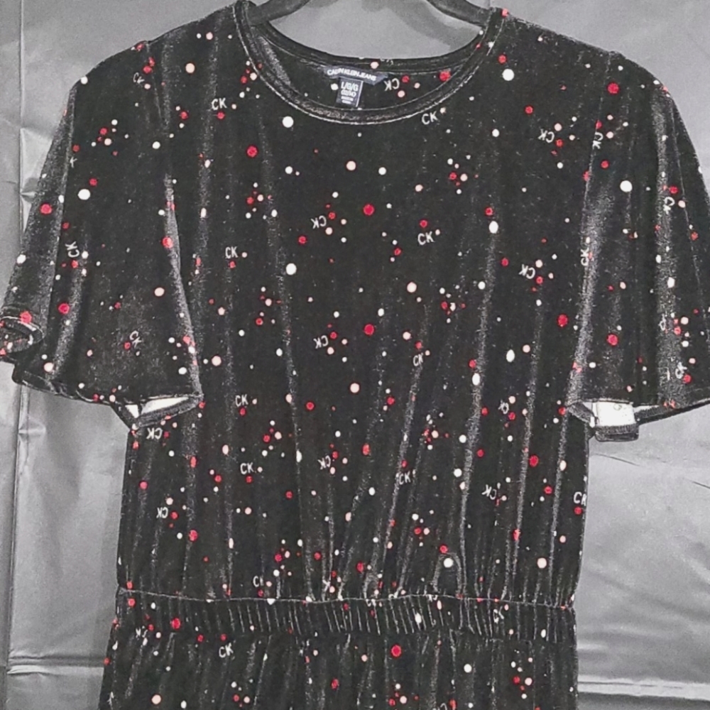Calvin Klein Velvet Logo Dress 12/14